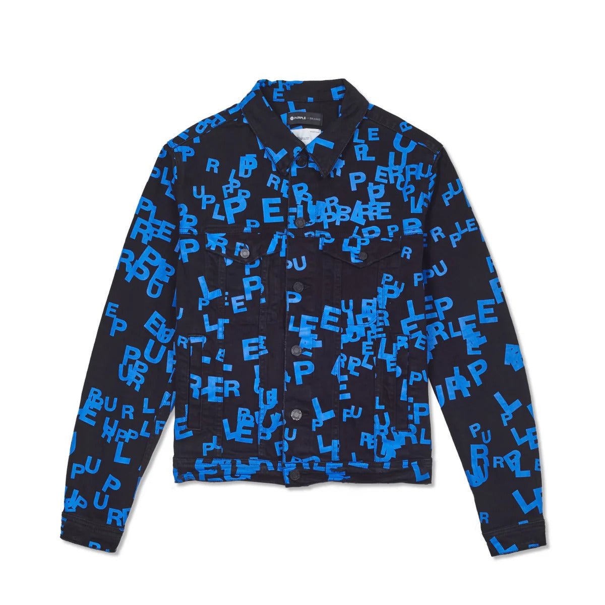 PURPLE BRAND BLUE LETTER PRINT DENIM JACKET - Lucid Soles