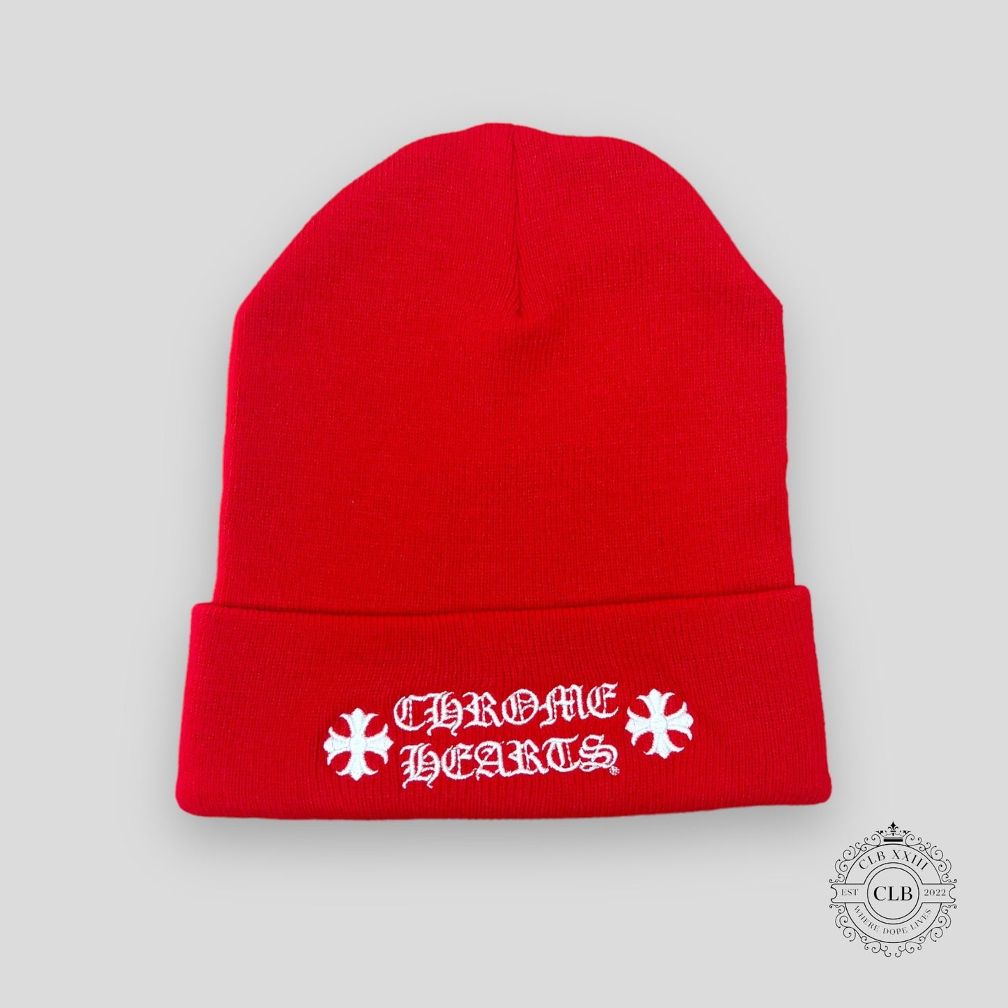 Chrome Hearts Logo Beanie in Red - Lucid Soles