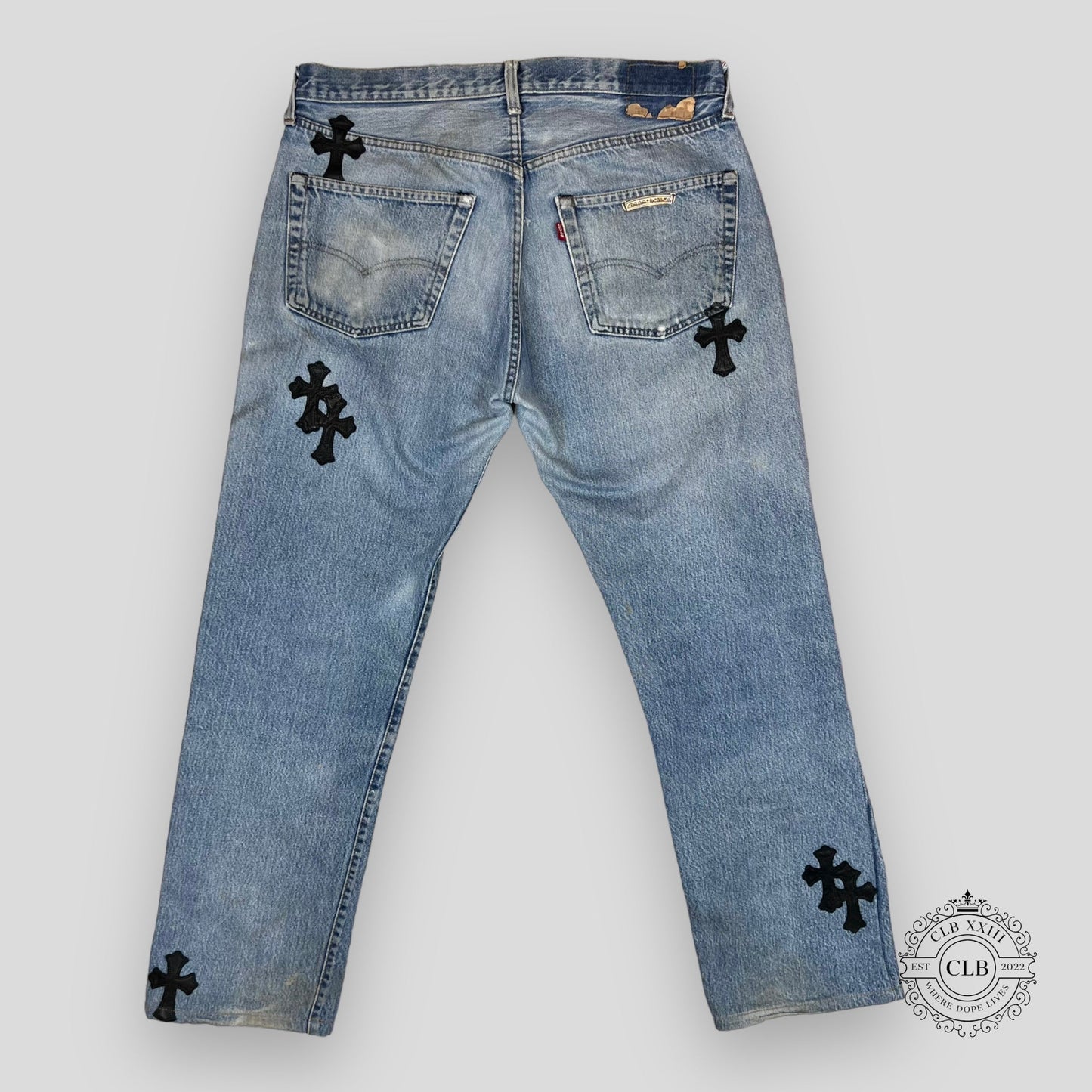 CHROME HEARTS REPAIRED LEVIS CROSS PATCH DENIM - Lucid Soles