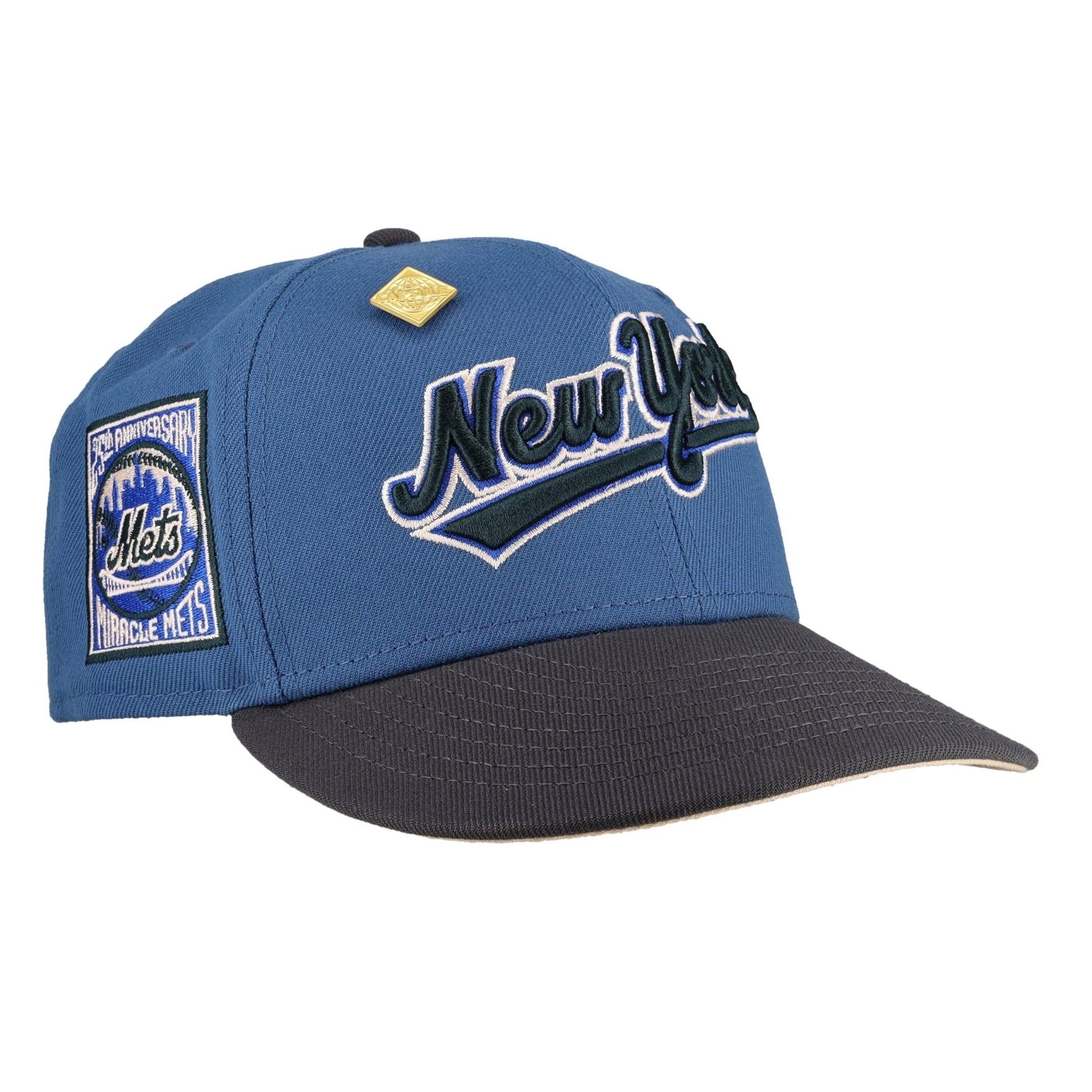 New York Mets Indigo Graphite Collection 25th Anniversary Fitted Hat - Lucid Soles