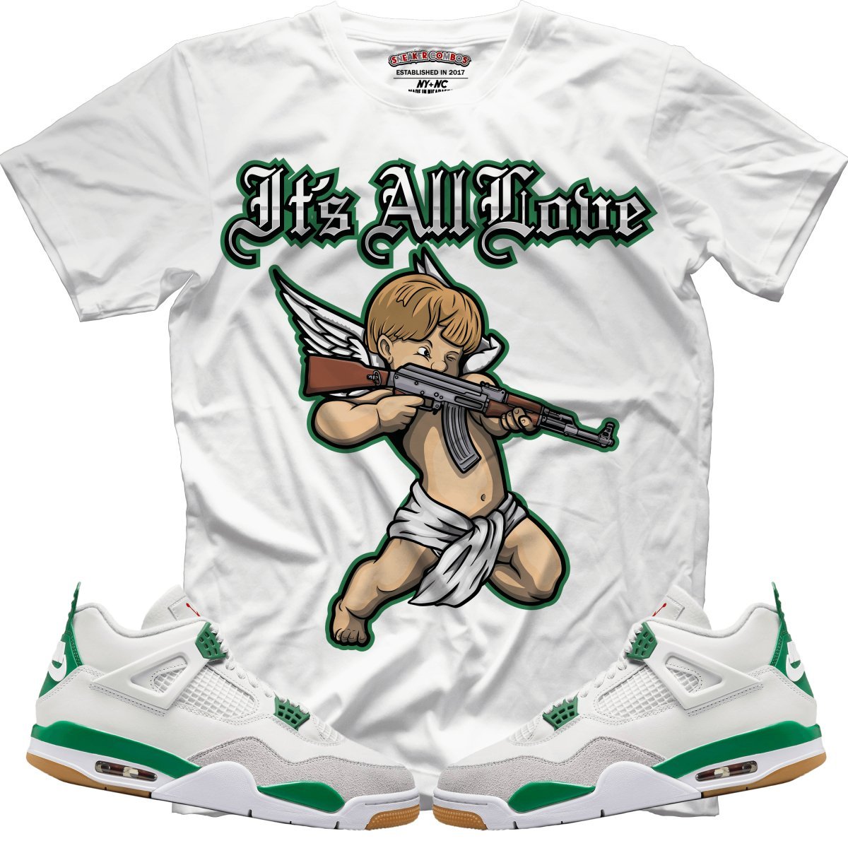 It's All Love (NIKE SB X AIR JORDAN 4 PINE GREEN) T-Shirt - Lucid Soles