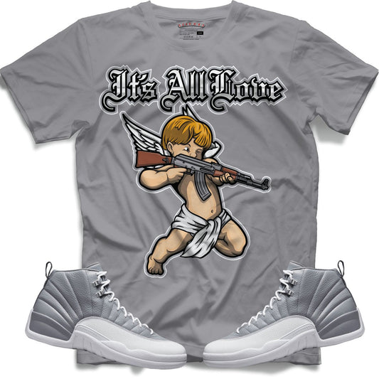 It's All Love (Retro 12 Stealth) T-Shirt - Grey - Lucid Soles