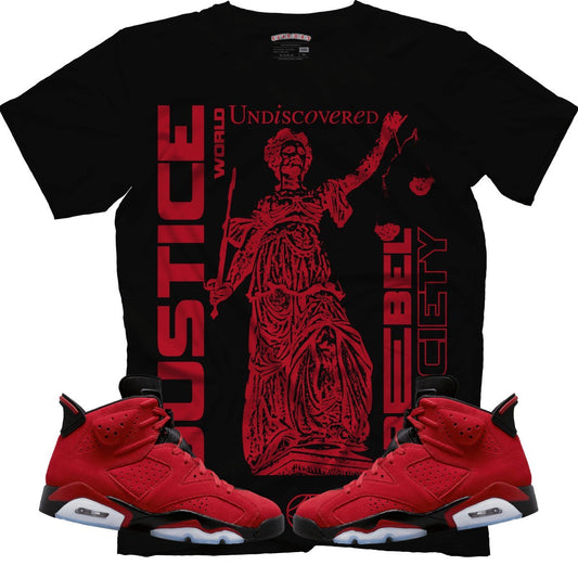 Justice World Undiscovered (Air Jordan 6 Toro Bravo) T-Shirt - Lucid Soles