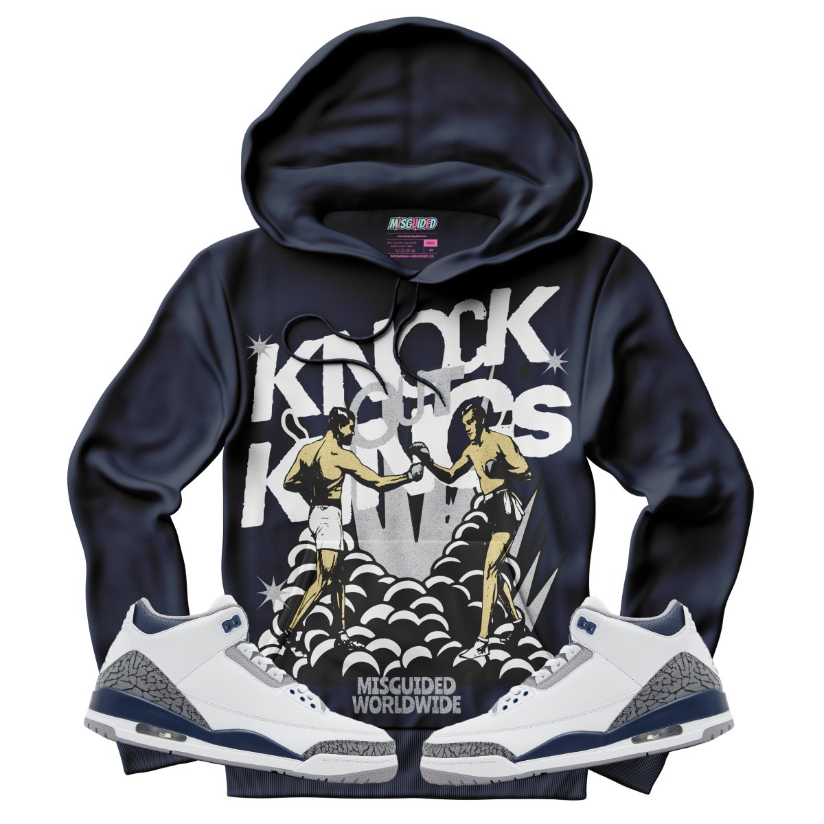 Knock Out Kings (Air Jordan 3 White Navy) Hoodie - Lucid Soles