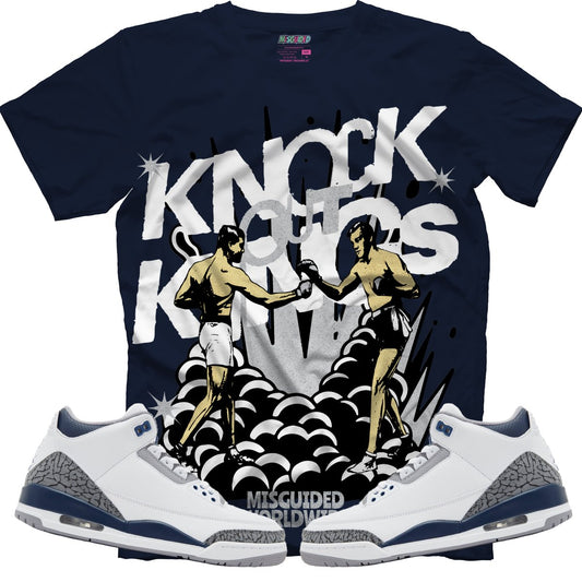 Knock Out Kings (Air Jordan 3 White Navy) T-Shirt - Lucid Soles