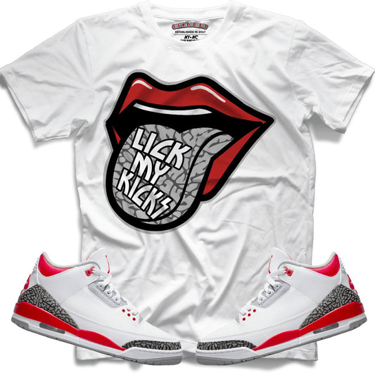 Lick My Kicks (Retro 3 Fire Red) T-Shirt - Lucid Soles