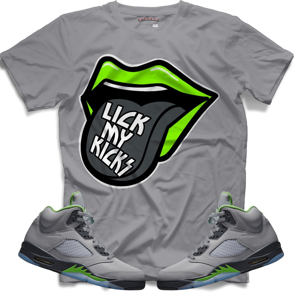 Lick My Kicks (Retro 5 Green Bean) T-Shirt - Lucid Soles