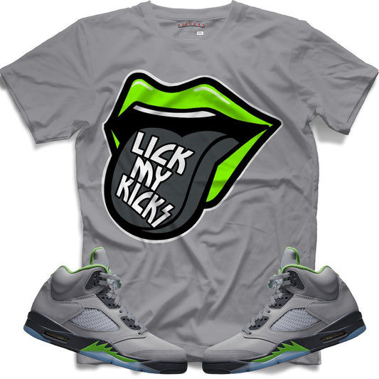 Lick My Kicks (Retro 5 Green Bean) T-Shirt - Lucid Soles