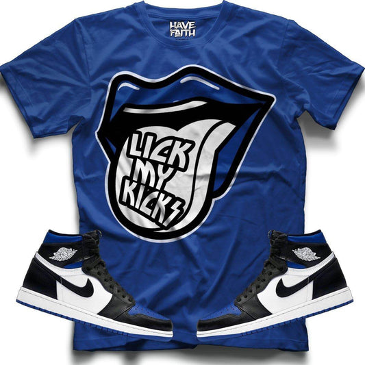 Lick My Kicks (Royal Toe Retro 1's) T-Shirt - Lucid Soles