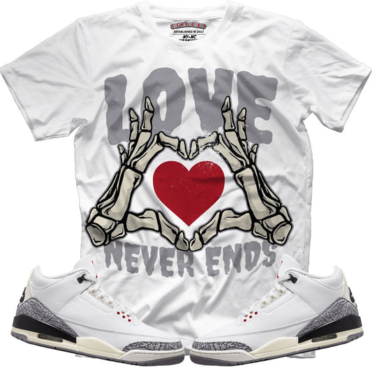 Love Never Ends (Retro 3 White Cement) T-Shirt - Lucid Soles