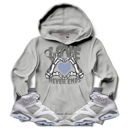 Love Never Ends (Retro 6 Cool Grey) Hoodie - Lucid Soles