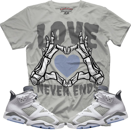 Love Never Ends (Retro 6 Cool Grey) T-Shirt - Lucid Soles