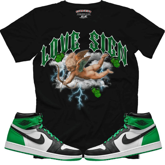 Love Sign (Air Jordan 1 Lucky Green) T-Shirt - Lucid Soles