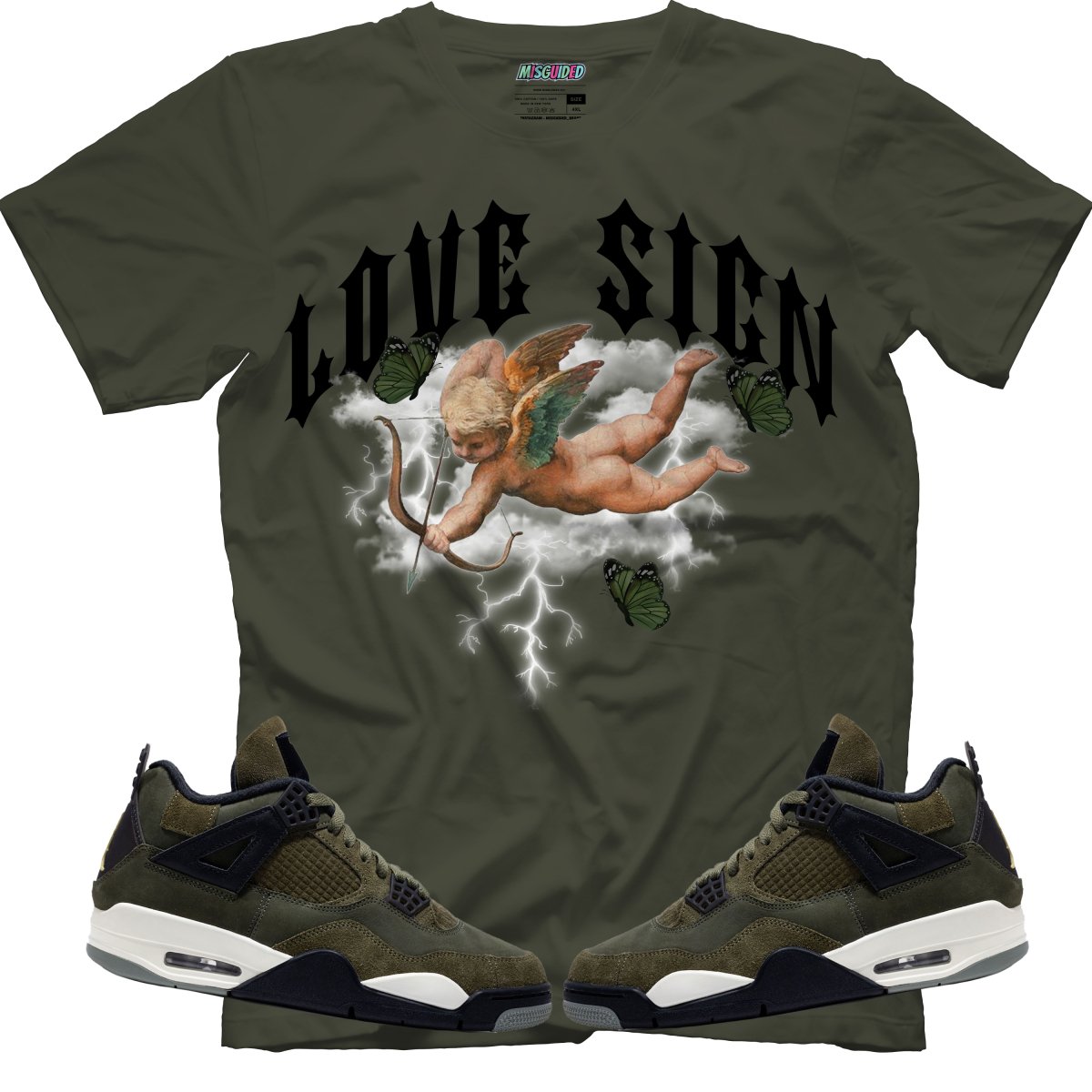 Love Sign (Air Jordan 4 Craft "Olive") T-Shirt - Lucid Soles