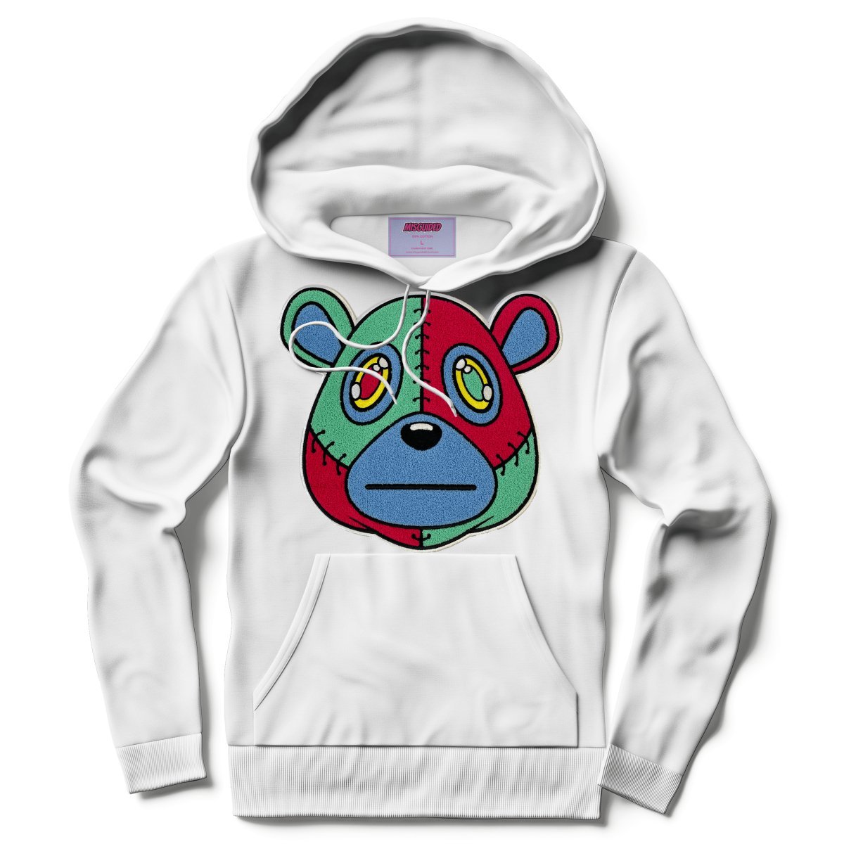 Misguided Chenille Hoodie - White - Lucid Soles
