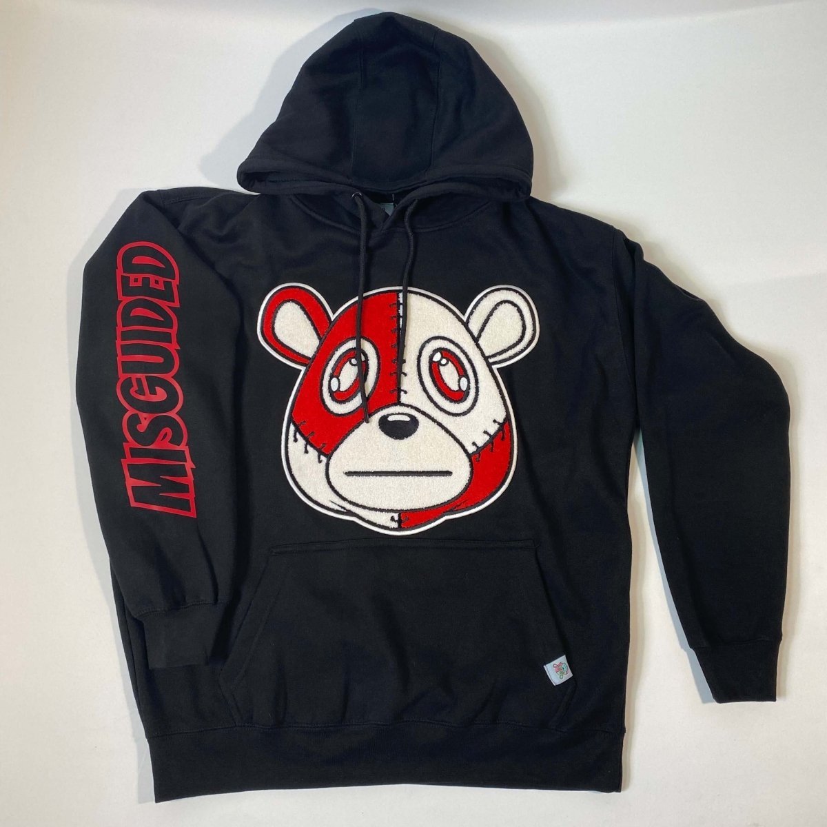 Misguided Chenille (Red Oreo 6's) Hoodie - Black - Lucid Soles