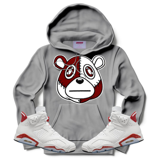 Misguided Chenille (Red Oreo 6's) Hoodie - Grey - Lucid Soles