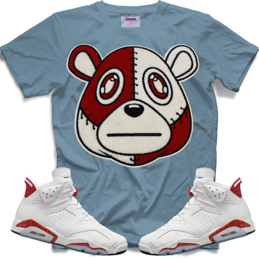 Misguided Chenille (Red Oreo 6's) T-Shirt - Light Denim - Lucid Soles