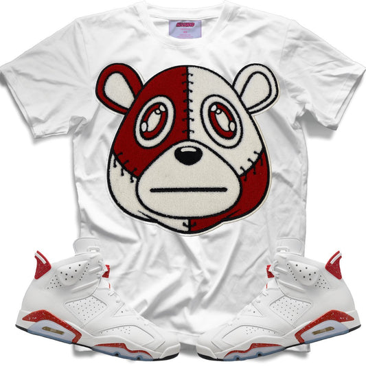 Misguided Chenille (Red Oreo 6's) T-Shirt - White - Lucid Soles