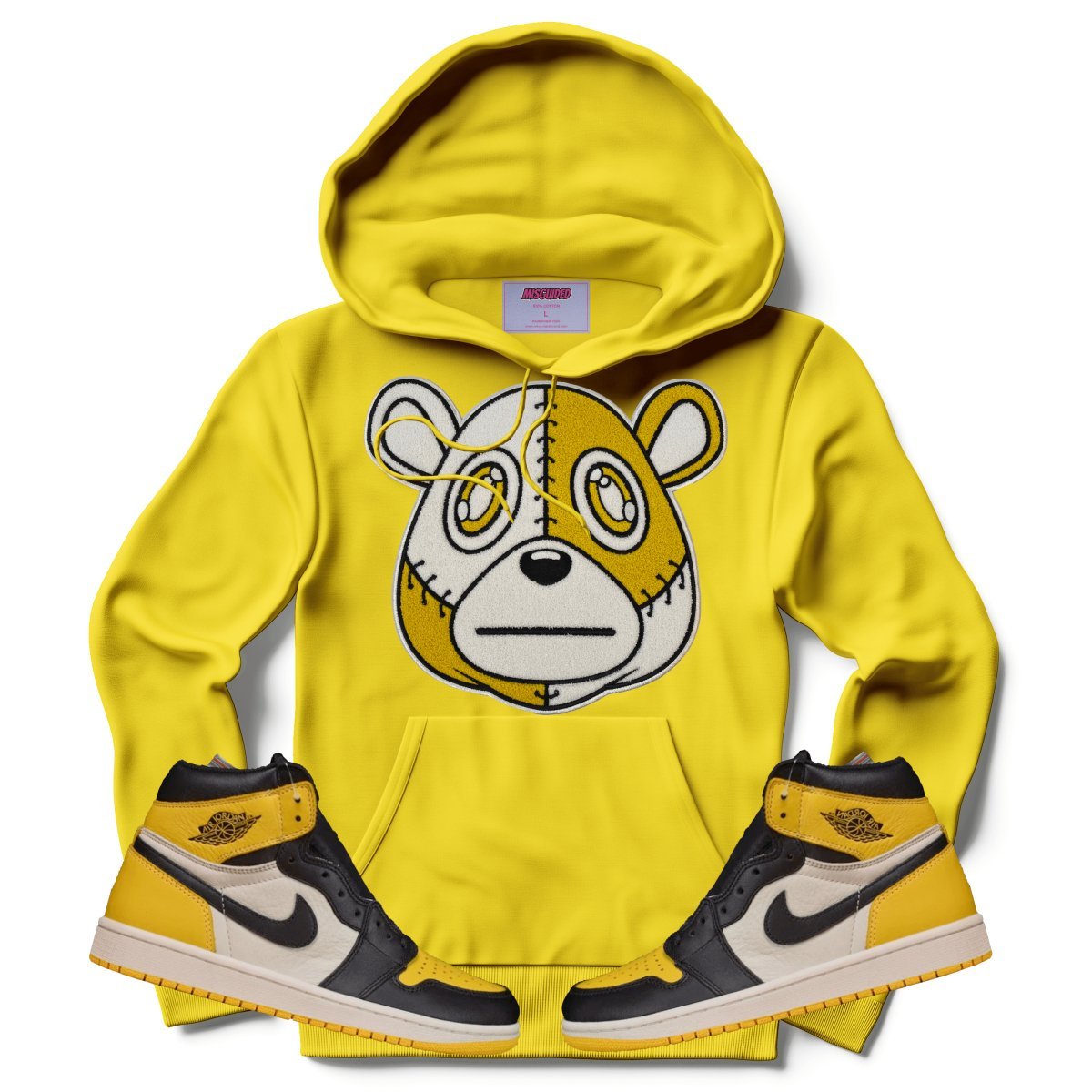 Misguided Chenille (Retro 1 Taxi) Hoodie - Yellow - Lucid Soles