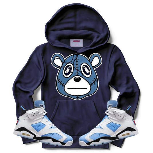 Misguided Chenille (UNC 6's) Hoodie - Navy Blue - Lucid Soles