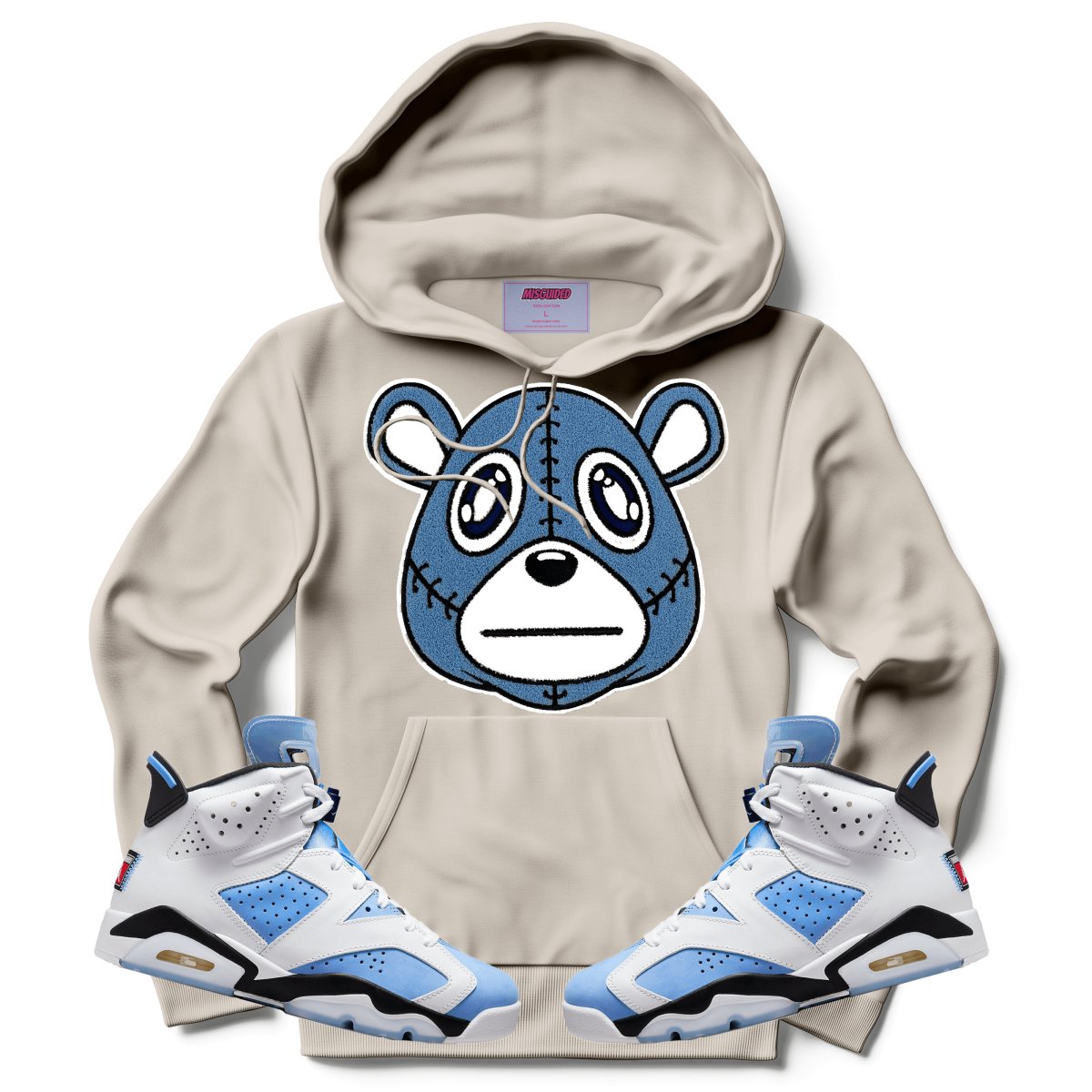 Misguided Chenille (UNC 6's) Hoodie - Sand - Lucid Soles