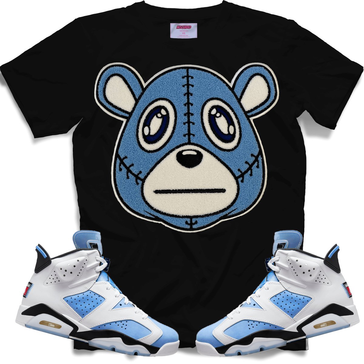 Misguided Chenille (UNC 6's) T-Shirt - Black - Lucid Soles