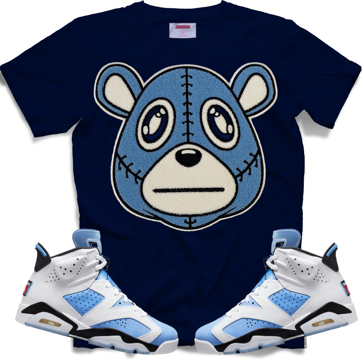 Misguided Chenille (UNC 6's) T-Shirt - Navy Blue - Lucid Soles