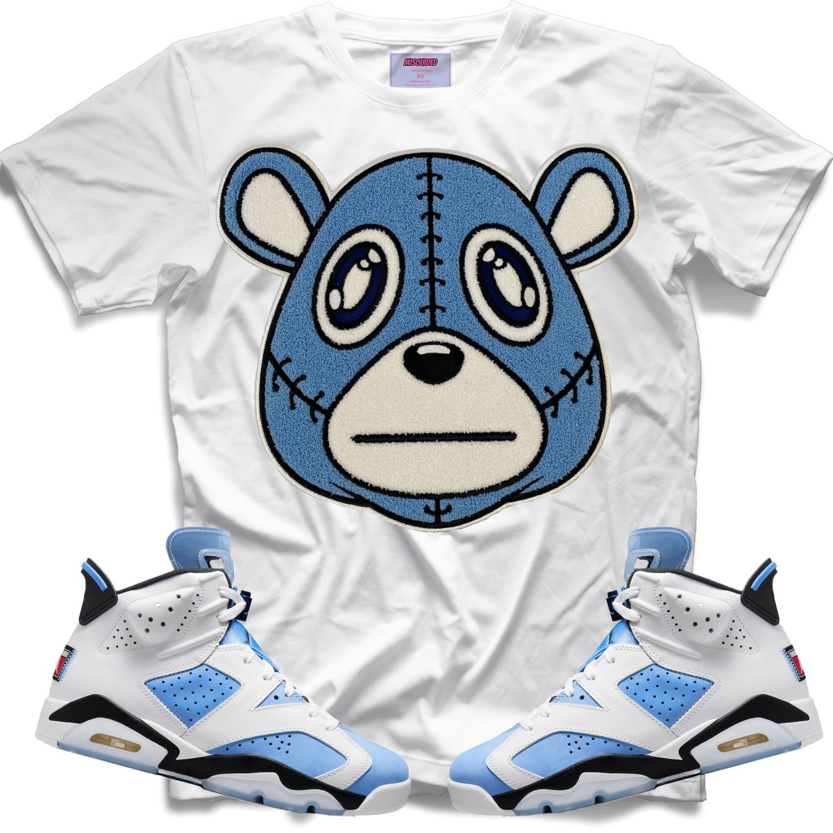 Misguided Chenille (UNC 6's) T-Shirt - White - Lucid Soles