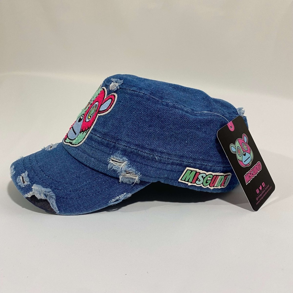 Misguided Distressed Cadet Hat - Denim - Lucid Soles