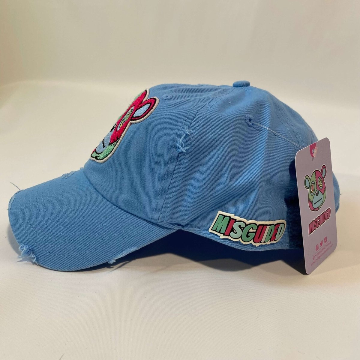 Misguided Distressed Dad Hat - Baby Blue - Lucid Soles