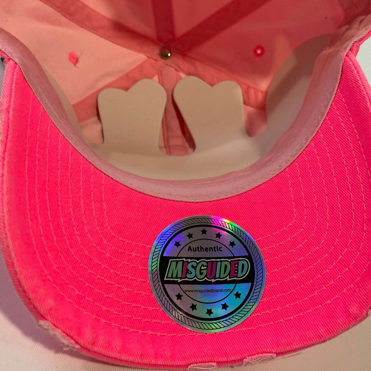 Misguided Distressed Dad Hat - Neon Pink - Lucid Soles