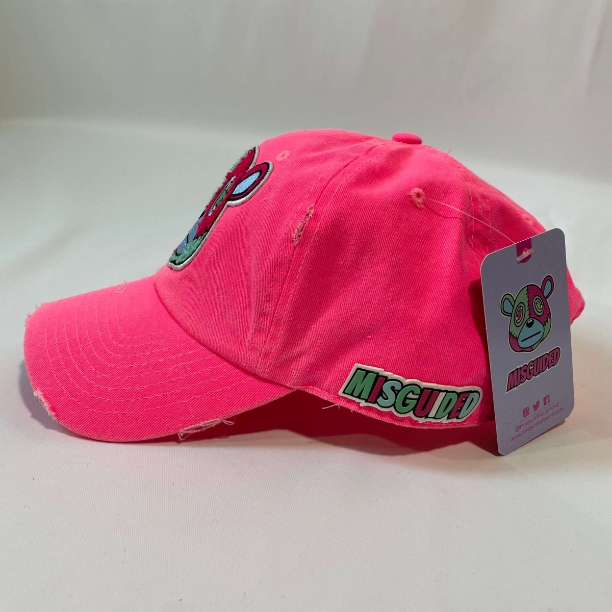Misguided Distressed Dad Hat - Neon Pink - Lucid Soles