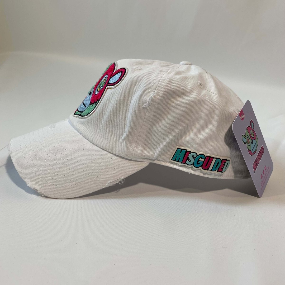 Misguided Distressed Dad Hat - White - Lucid Soles