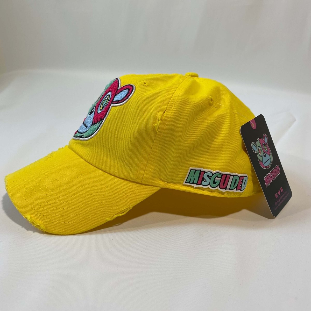 Misguided Distressed Dad Hat - Yellow - Lucid Soles