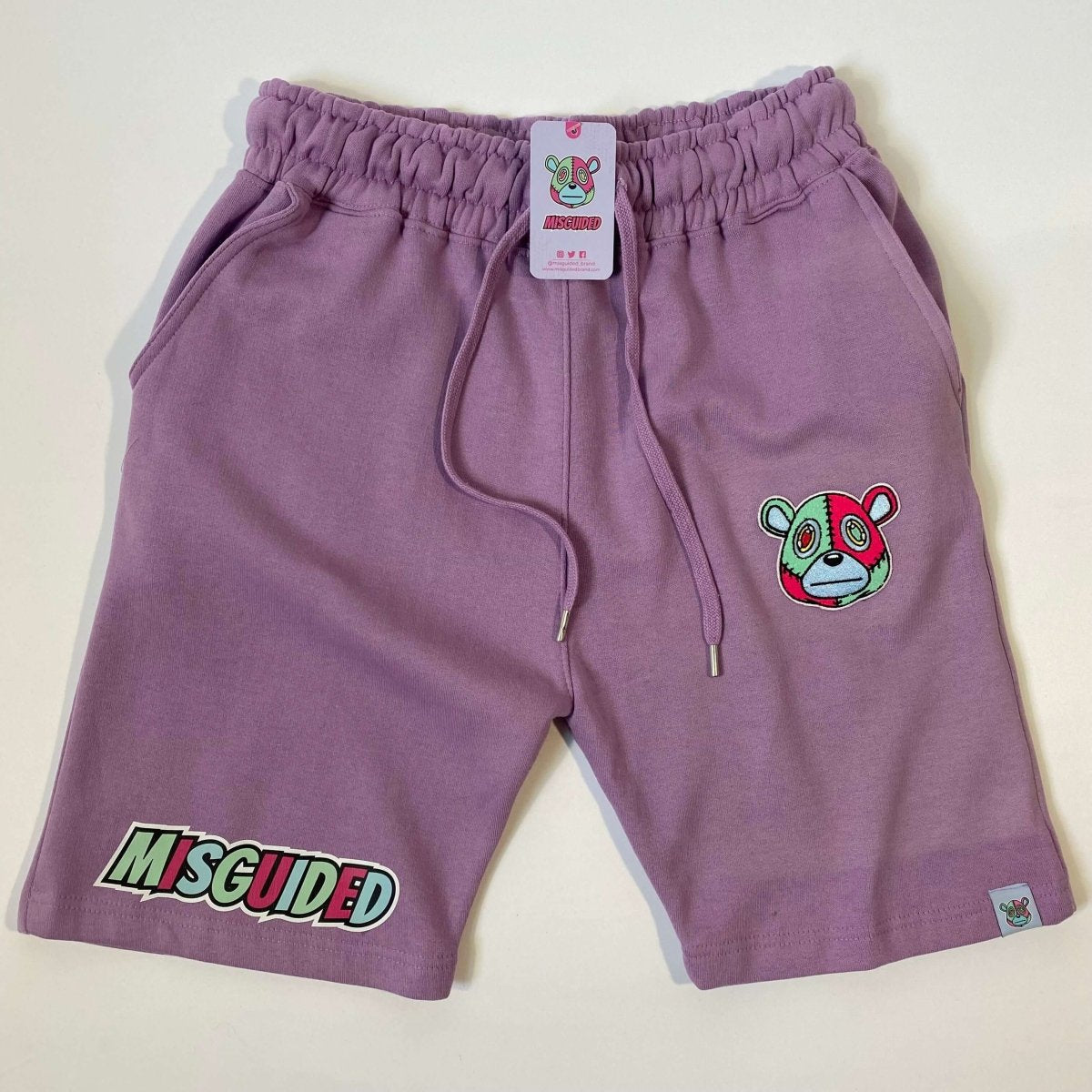 Misguided Logo Jogger Shorts - Lavender - Lucid Soles