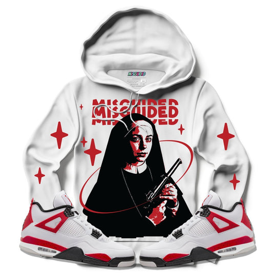 Misguided Nun (Air Jordan 4 Red Cement) Hoodie - Lucid Soles