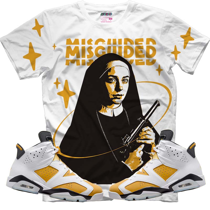 Misguided Nun (Air Jordan 6 Retro Yellow Ochre) T-Shirt - Lucid Soles