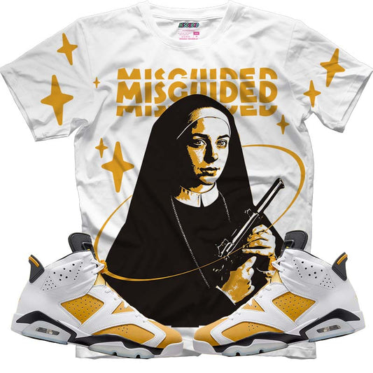 Misguided Nun (Air Jordan 6 Retro Yellow Ochre) T-Shirt - Lucid Soles