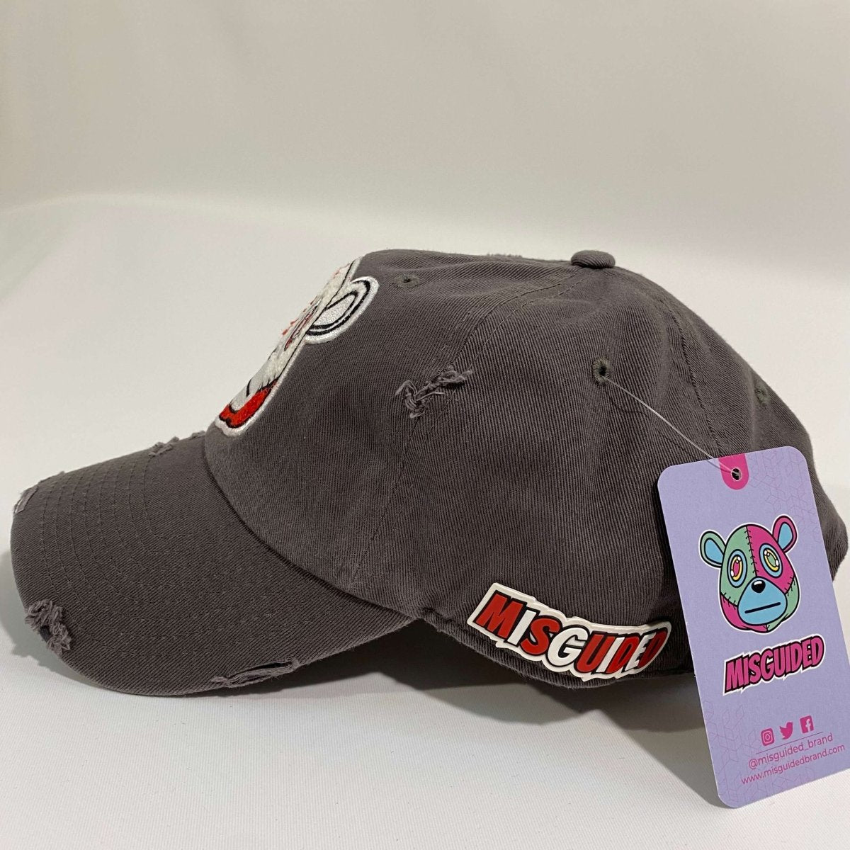 Misguided (Red Oreo 6's) Distressed Dad Hat - Dark Grey - Lucid Soles