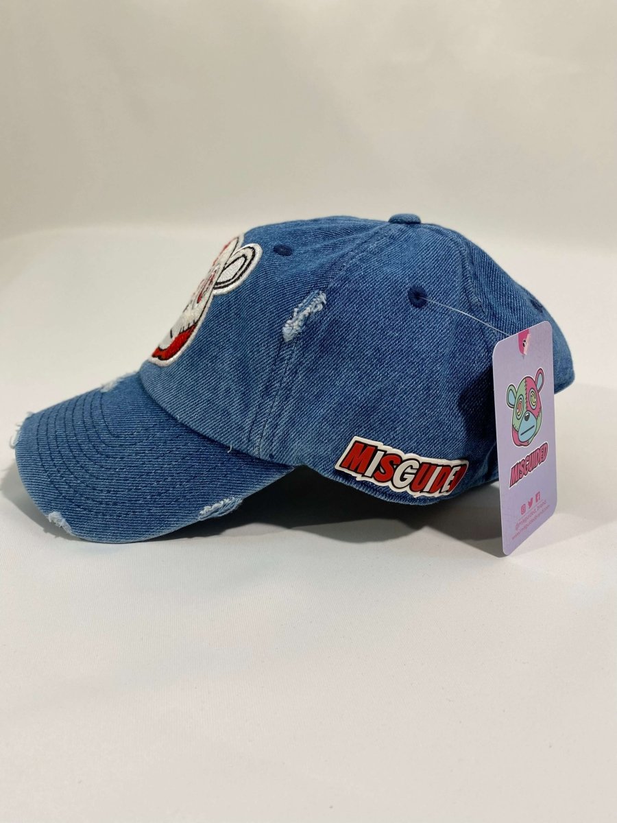 Misguided (Red Oreo 6's) Distressed Dad Hat - Denim - Lucid Soles
