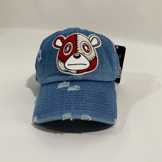 Misguided (Red Oreo 6's) Distressed Dad Hat - Denim - Lucid Soles