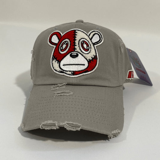 Misguided (Red Oreo 6's) Distressed Dad Hat - Grey - Lucid Soles