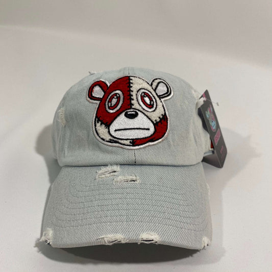 Misguided (Red Oreo 6's) Distressed Dad Hat - Light Denim - Lucid Soles