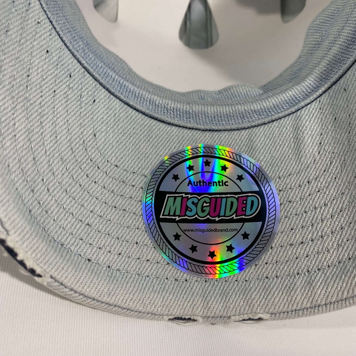 Misguided (Red Oreo 6's) Distressed Dad Hat - Light Denim - Lucid Soles