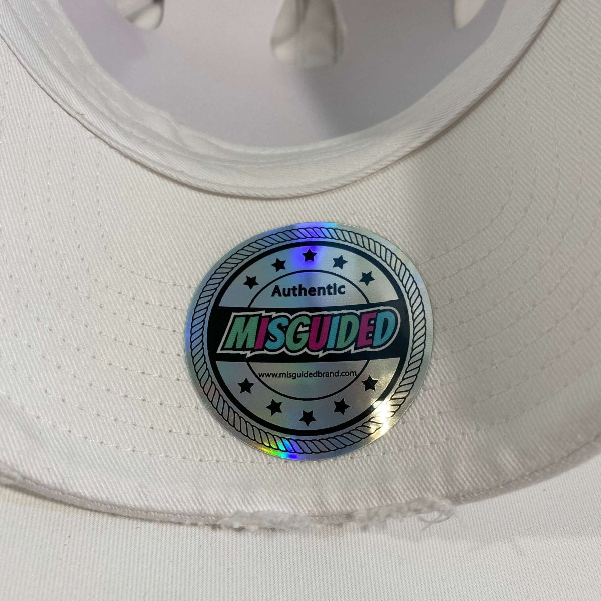 Misguided (Red Oreo 6's) Distressed Dad Hat - White - Lucid Soles