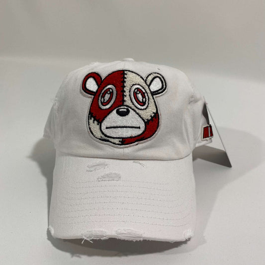 Misguided (Red Oreo 6's) Distressed Dad Hat - White - Lucid Soles
