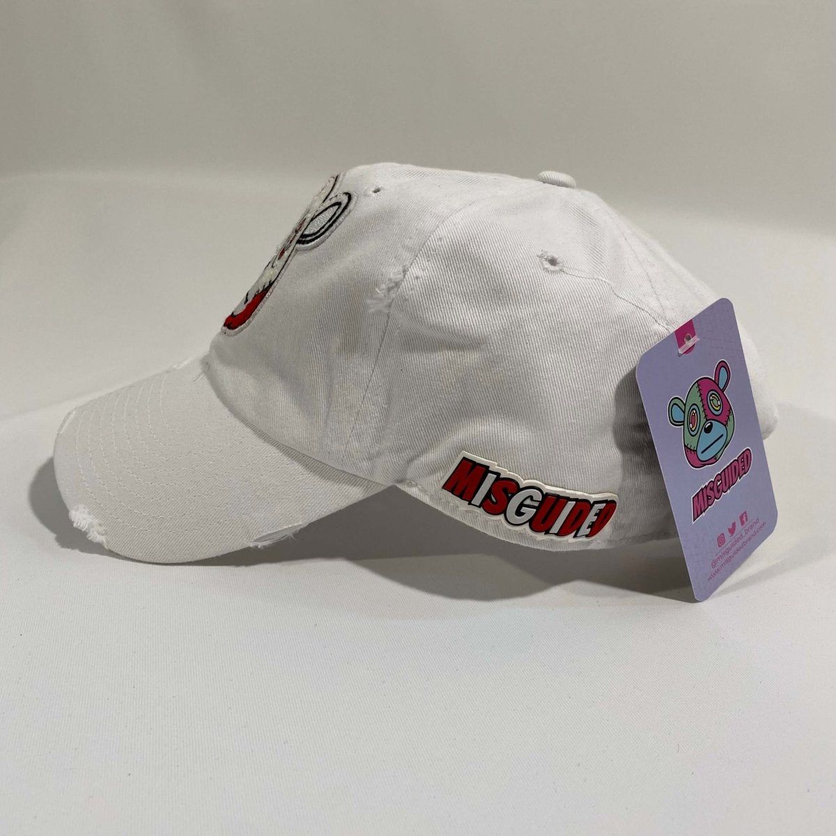 Misguided (Red Oreo 6's) Distressed Dad Hat - White - Lucid Soles