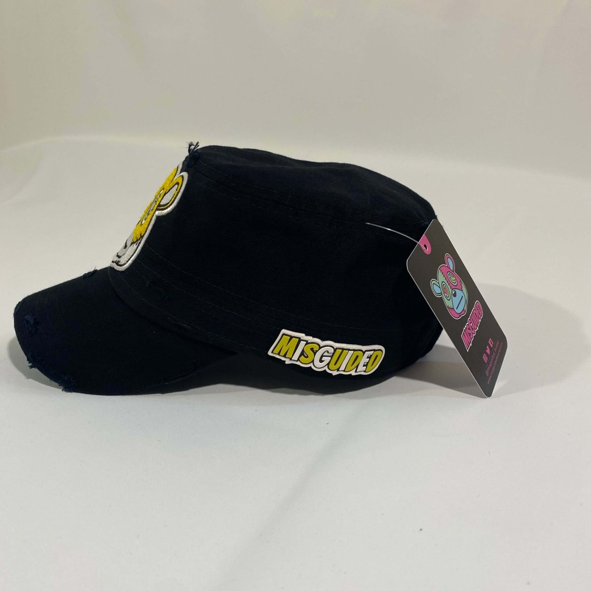 Misguided (Retro 1 Taxi) Distressed Cadet Hat - Black - Lucid Soles