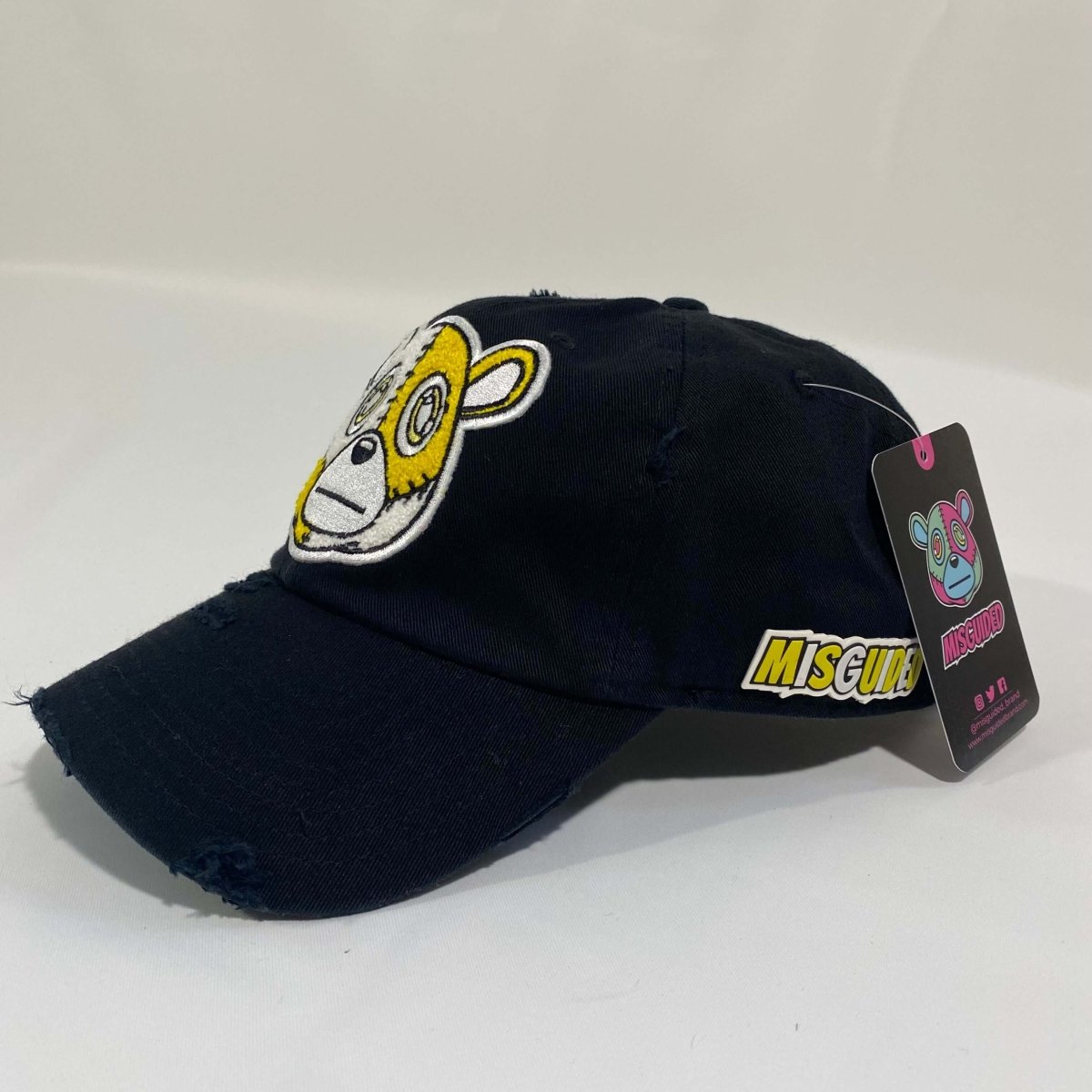 Misguided (Retro 1 Taxi) Distressed Dad Hat - Black - Lucid Soles